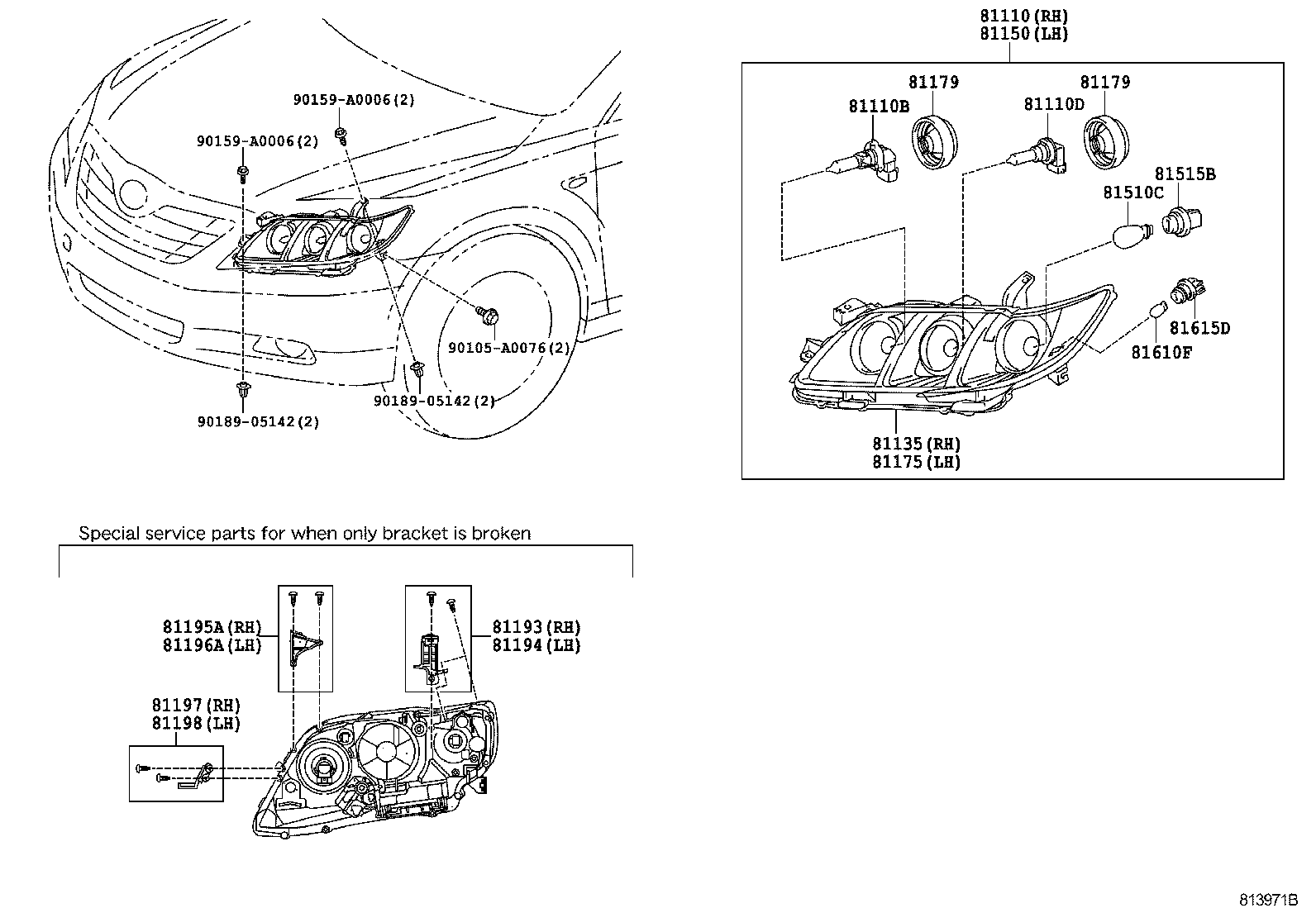 Toyota 81150-06451 HEADLAMP ASSY, LH