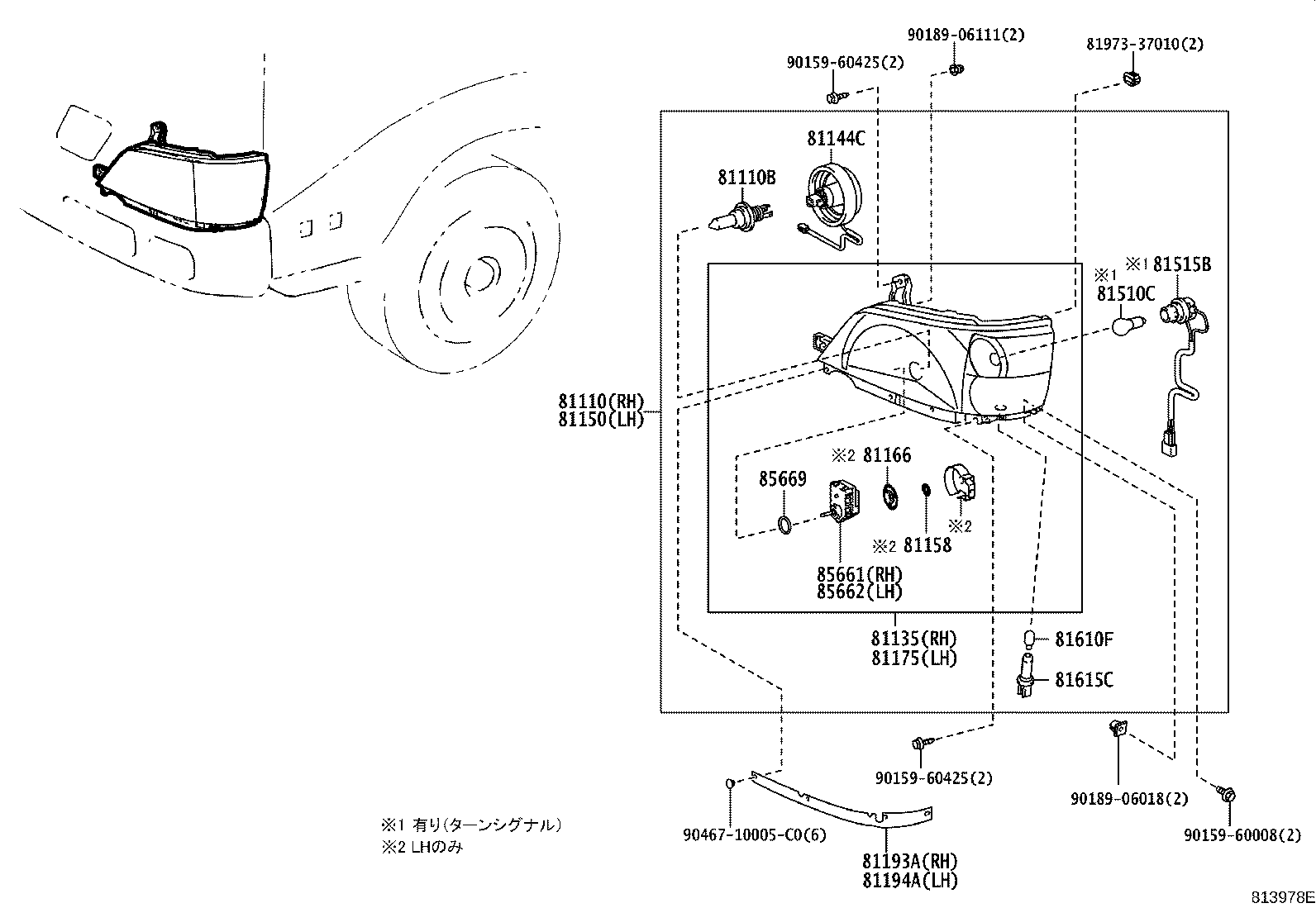 81150-37291 HEADLAMP ASSY, LH product image