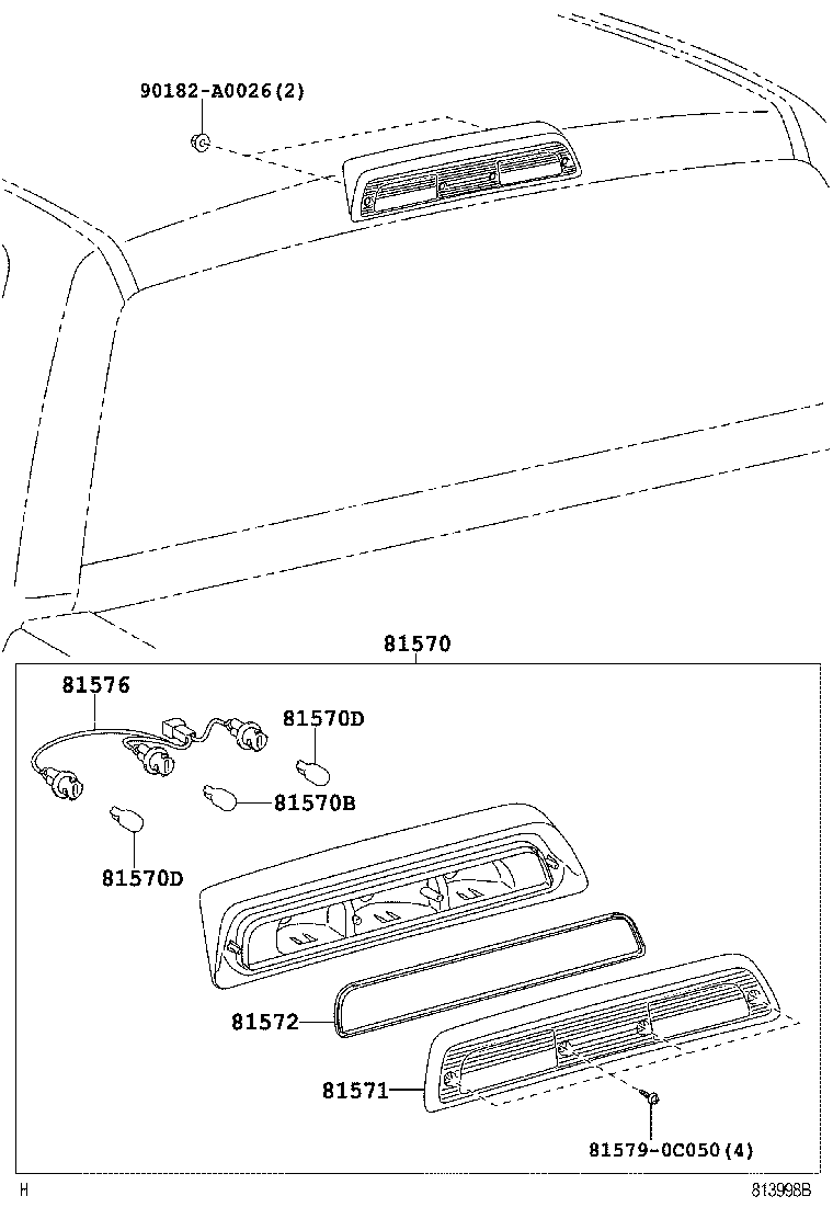 Toyota 81570-0C050 LAMP ASSY, CENTER STOP