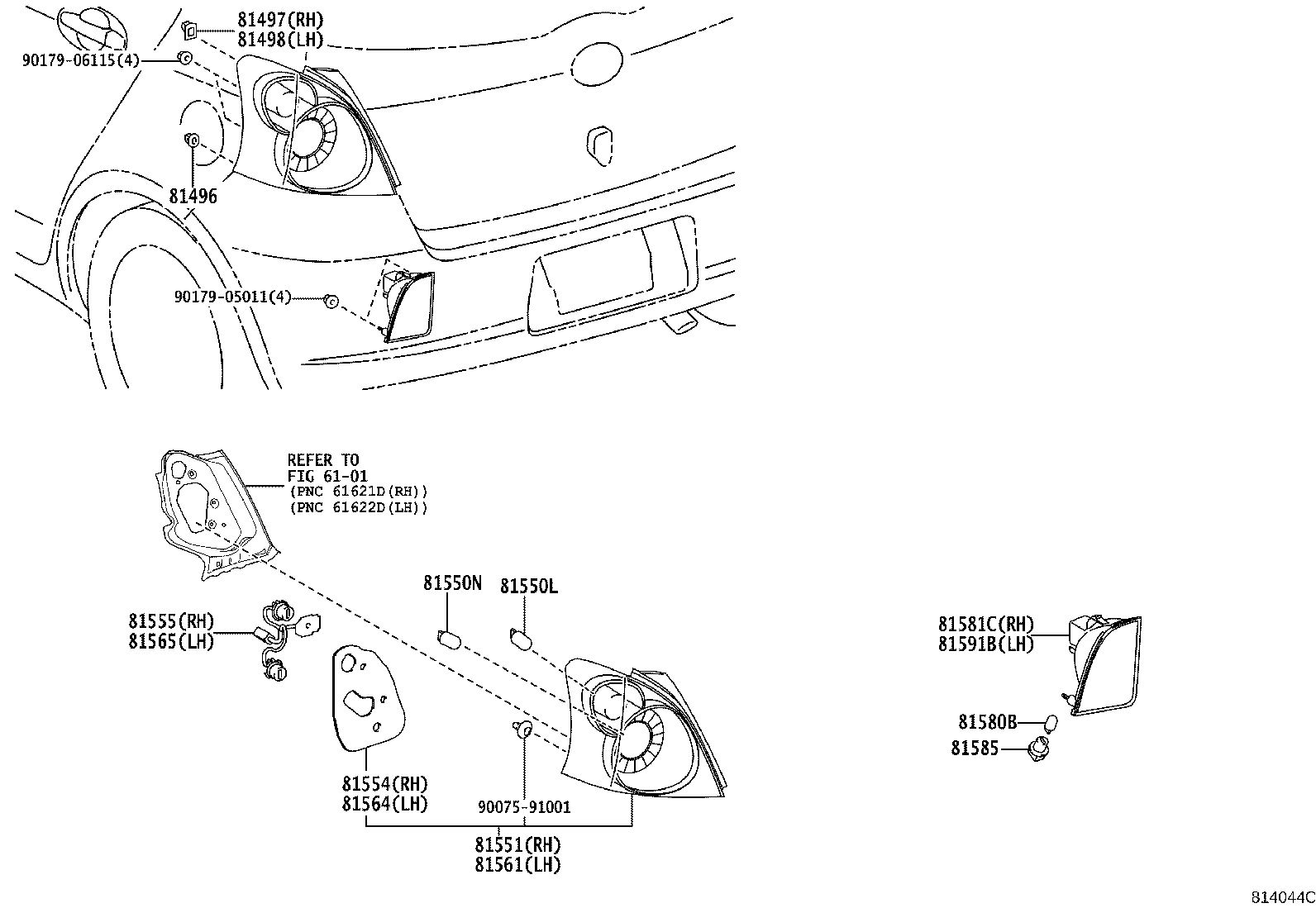 81581-52210 LENS AND BODY, REAR LAMP, RH product image