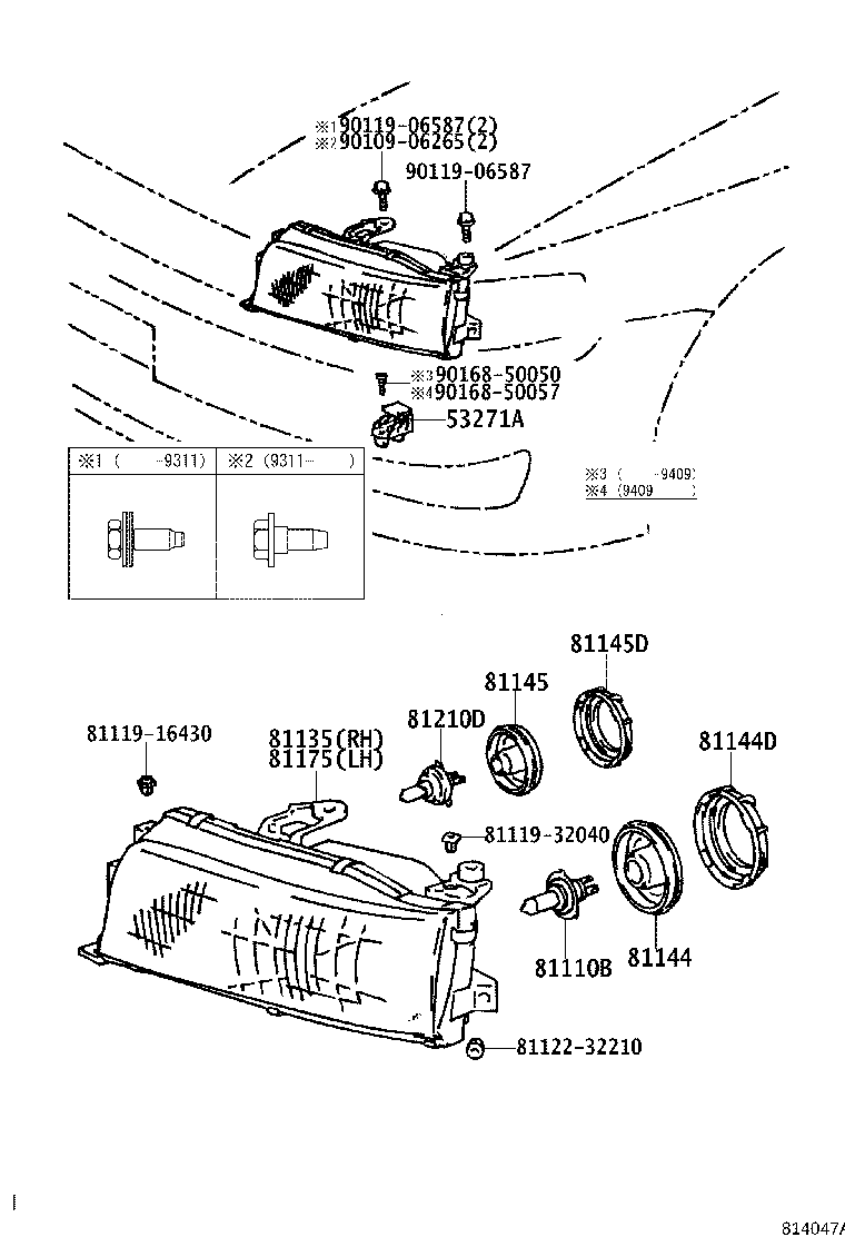 81130-22660 UNIT ASSY, HEADLAMP, RH product image