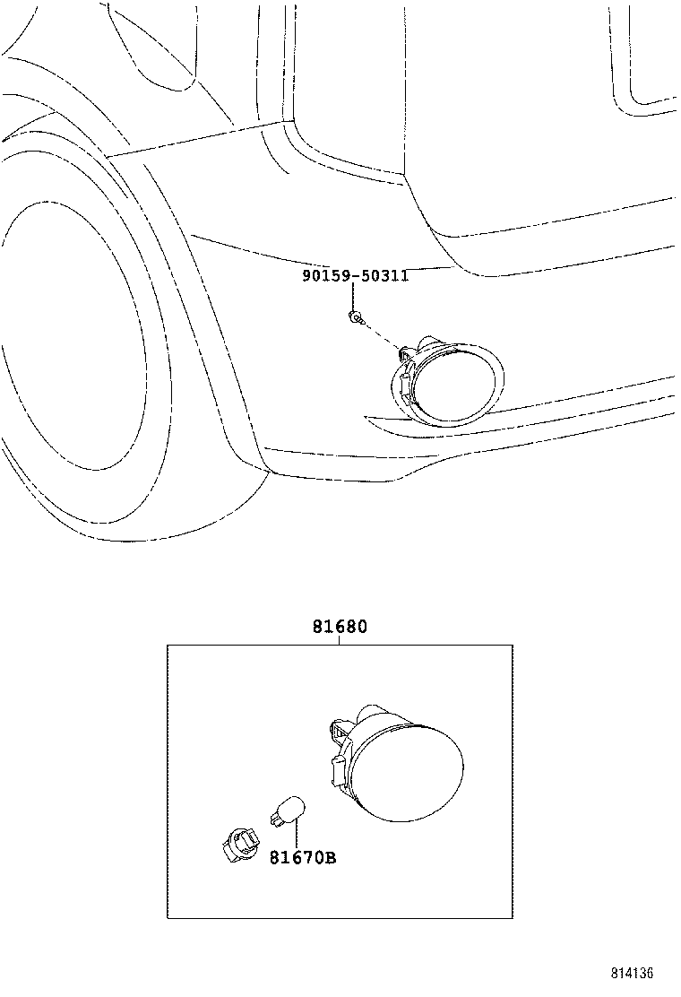 81680-12020 LAMP ASSY, BACK UP, LH product image