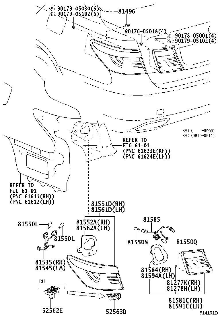 81561-50190 LENS & BODY, REAR COMBINATION LAMP, LH product image