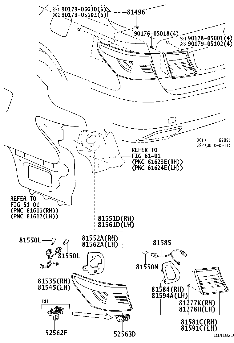 Toyota 81581-50250 LENS AND BODY, REAR LAMP, RH