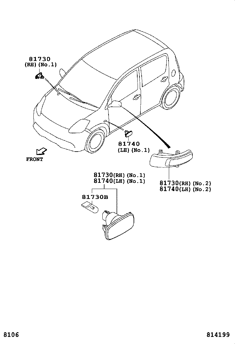 81730-B1010 LAMP ASSY, SIDE TURN SIGNAL, RH product image