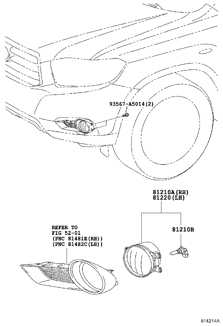 Toyota 81210-0E022 LAMP ASSY, FOG, RH