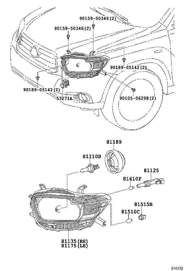 81130-48530 UNIT ASSY, HEADLAMP, RH product image