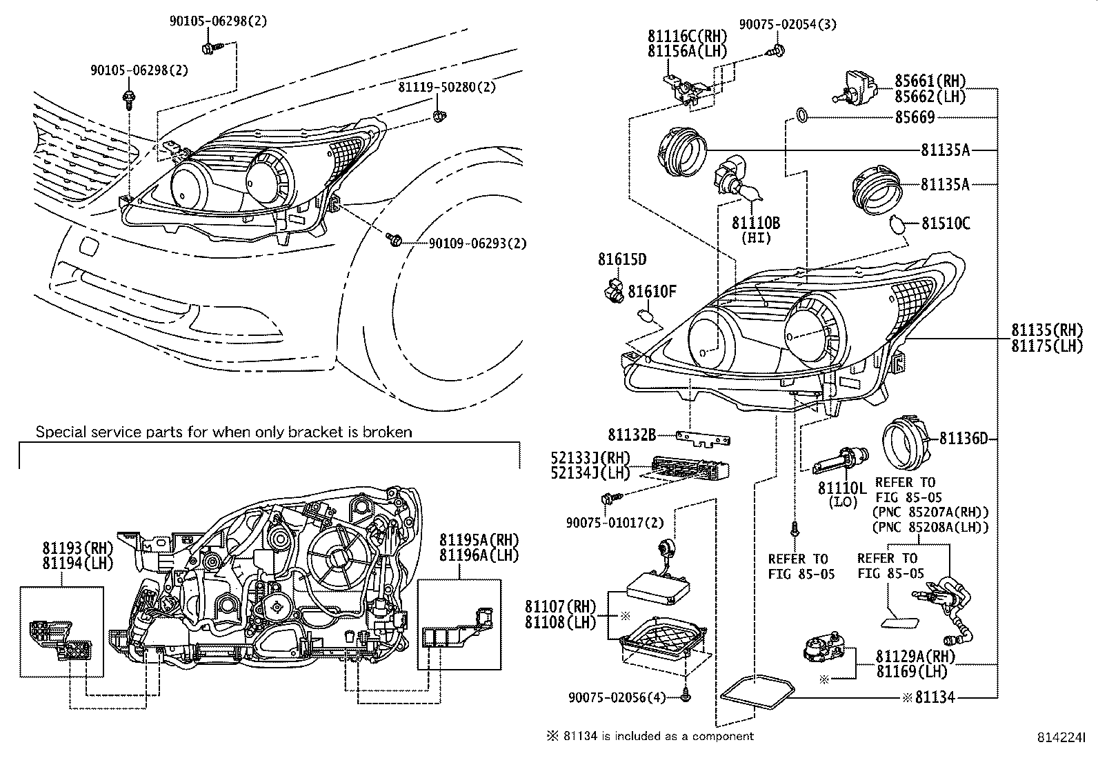 81145-50461 UNIT ASSY, HEADLAMP, RH product image