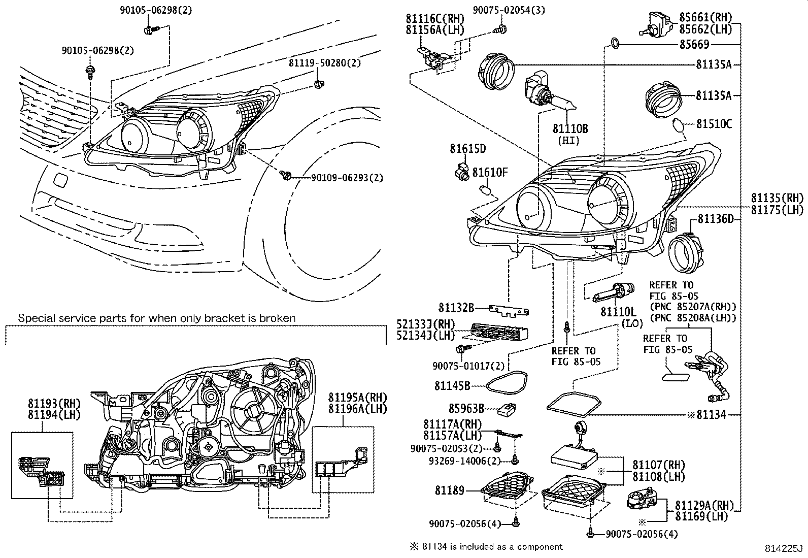 81145-50461 UNIT ASSY, HEADLAMP, RH product image