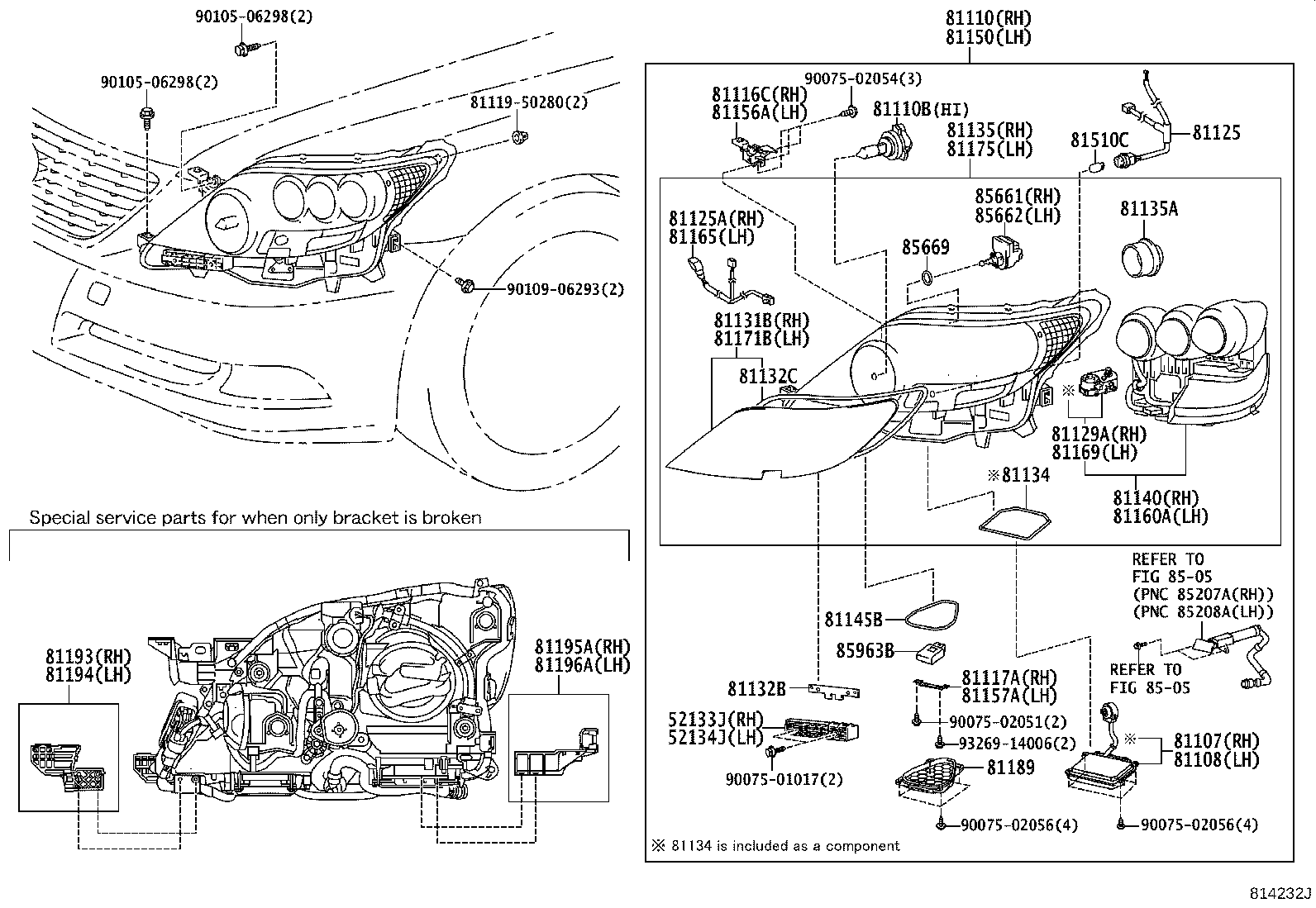 81145-50461 UNIT ASSY, HEADLAMP, RH product image