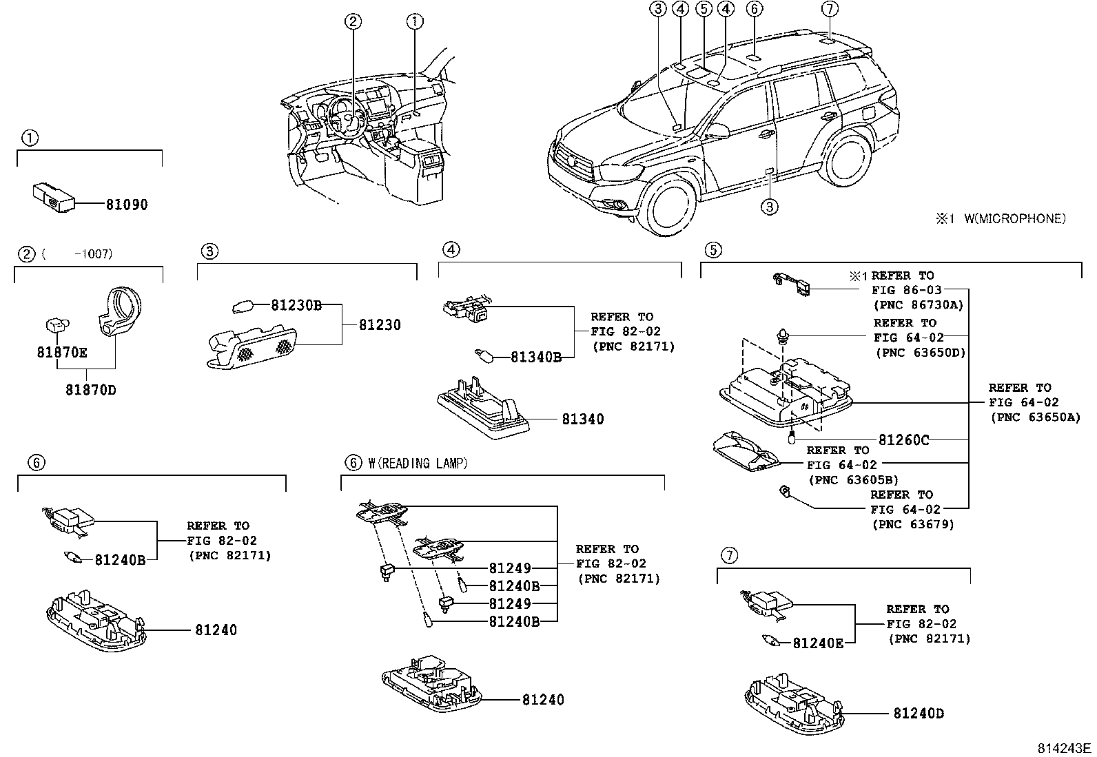 Toyota 81240-60060-E0 LAMP ASSY, ROOM, NO.1