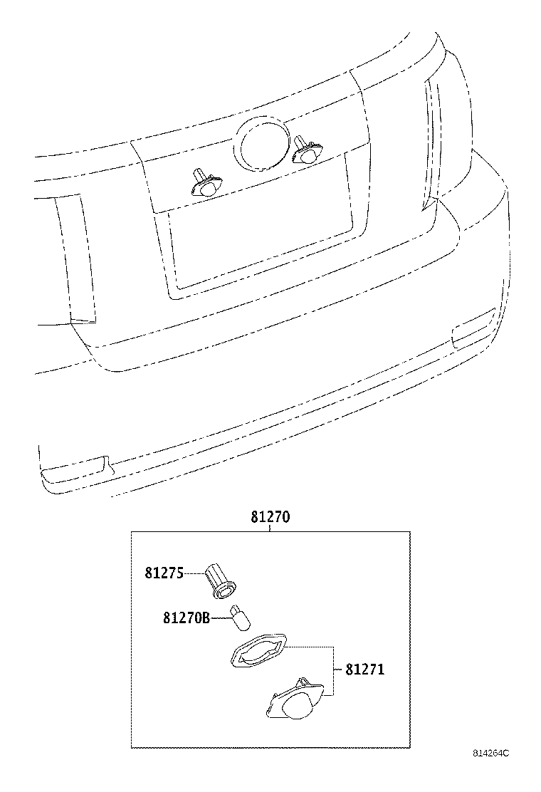 Toyota 81275-12520 SOCKET AND WIRE, LICENSE PLATE LAMP