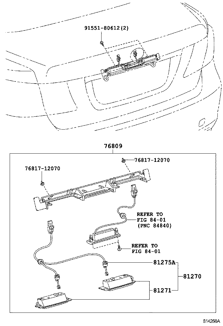 76809-50020 RETAINER SUB-ASSY, BACK DOOR GARNISH product image