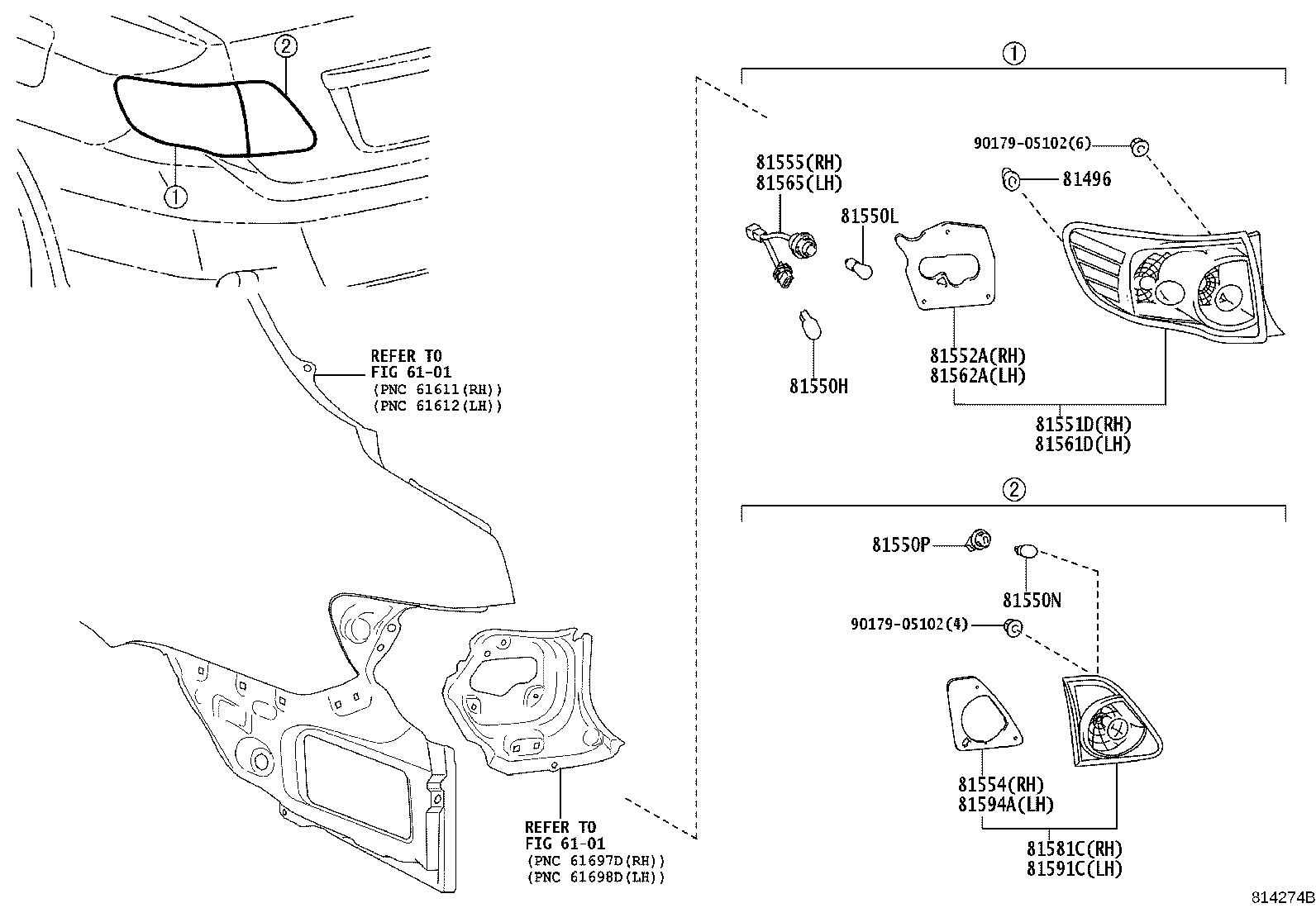 81581-02800 LENS AND BODY, REAR LAMP, RH product image