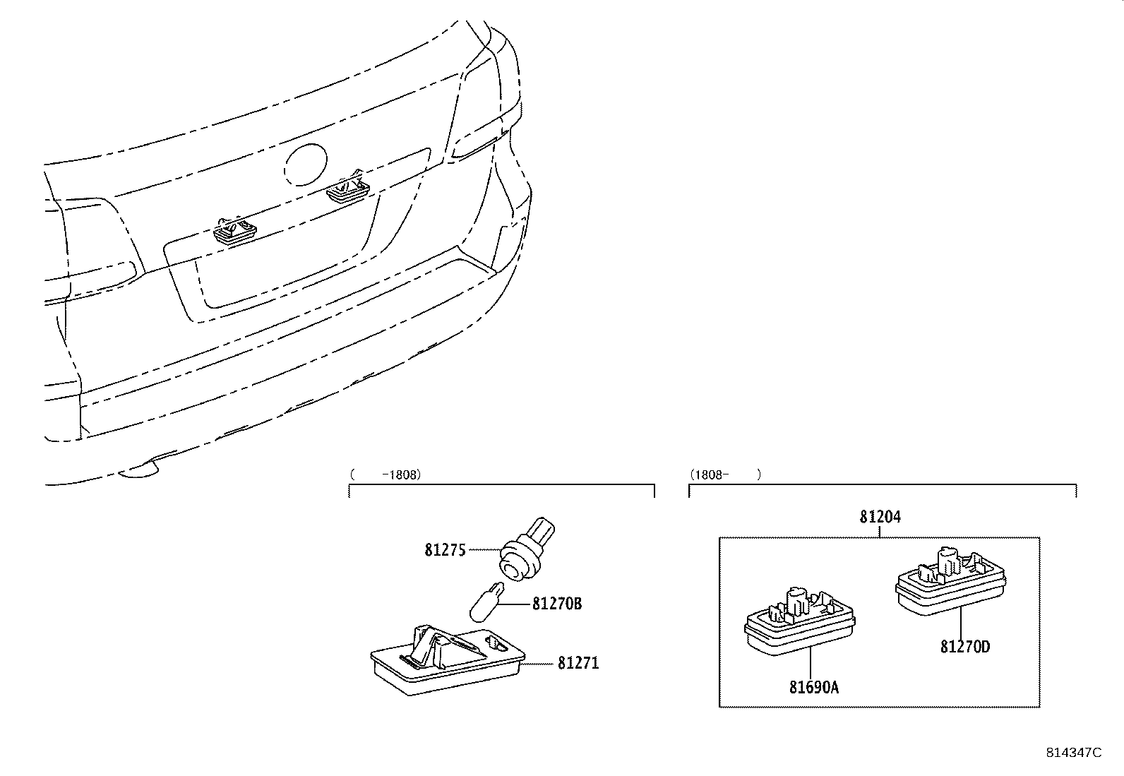 Toyota 81270-60470 LAMP ASSY, LICENSE PLATE, RH