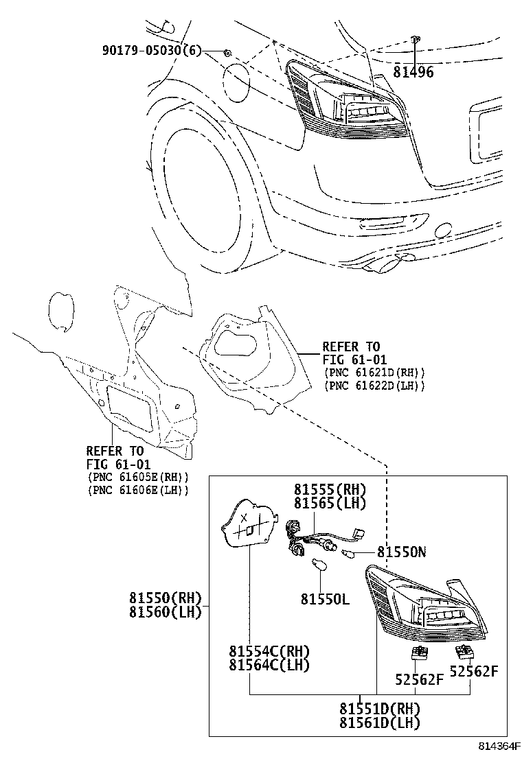 81550-72040 LAMP ASSY, REAR COMBINATION, RH product image