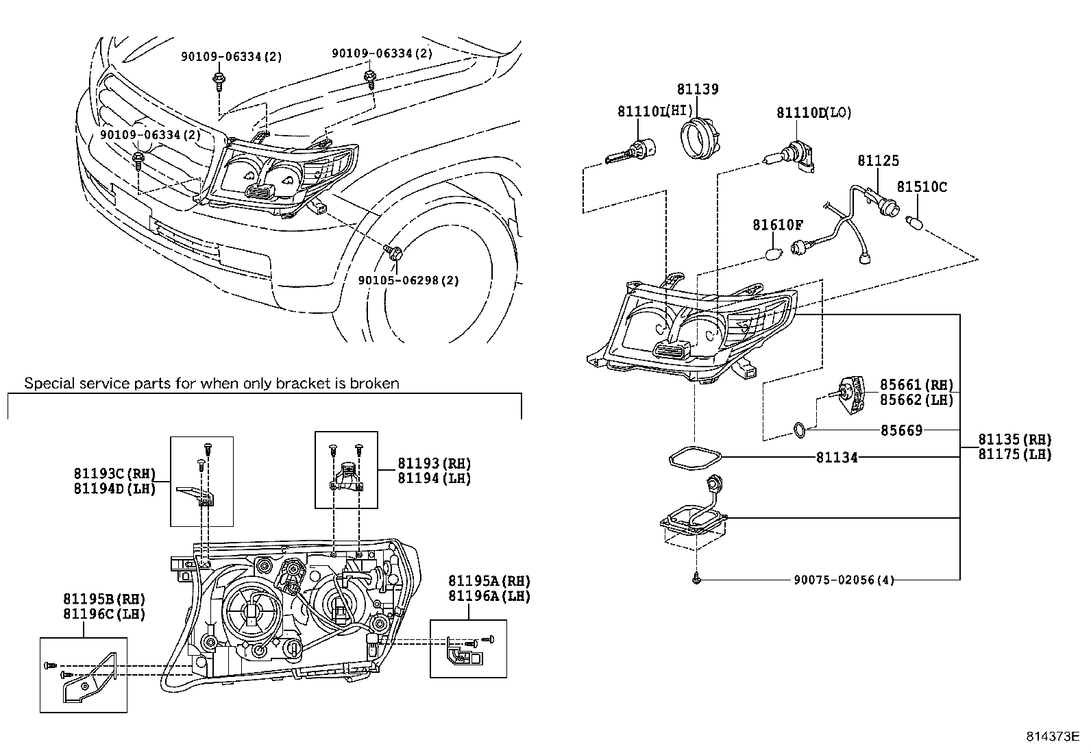 81130-60C91 UNIT ASSY, HEADLAMP, RH product image