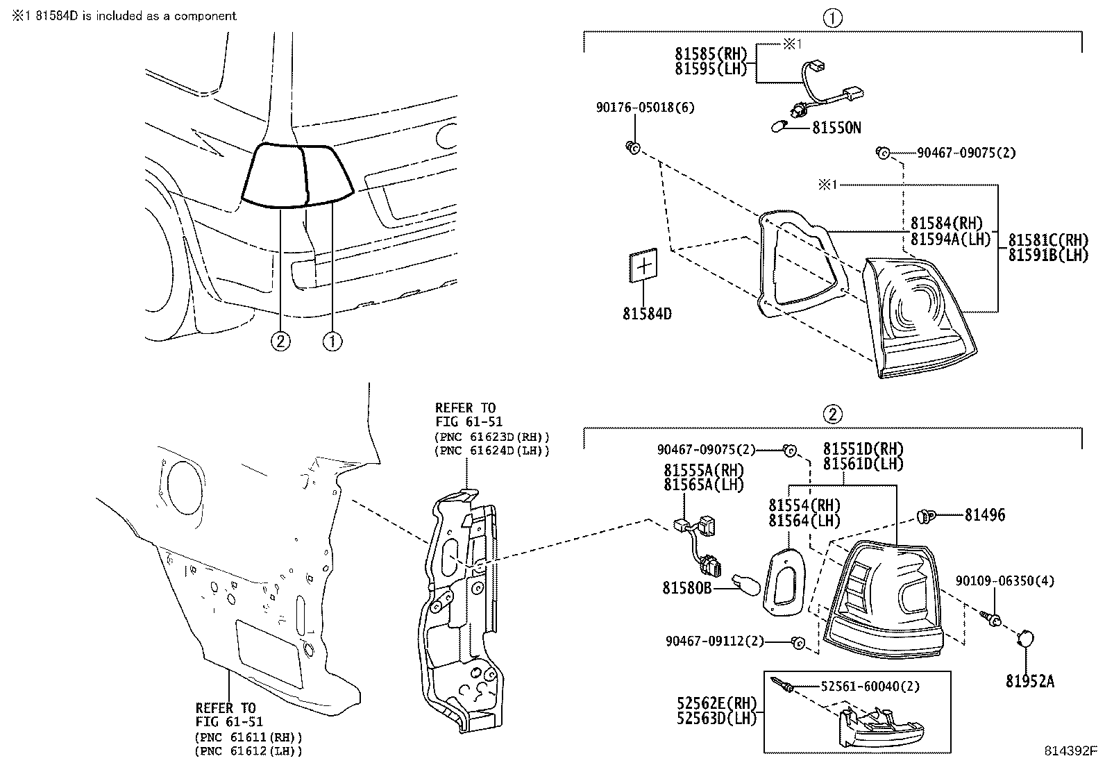 Toyota 81551-60A90 LENS & BODY, REAR COMBINATION LAMP, RH