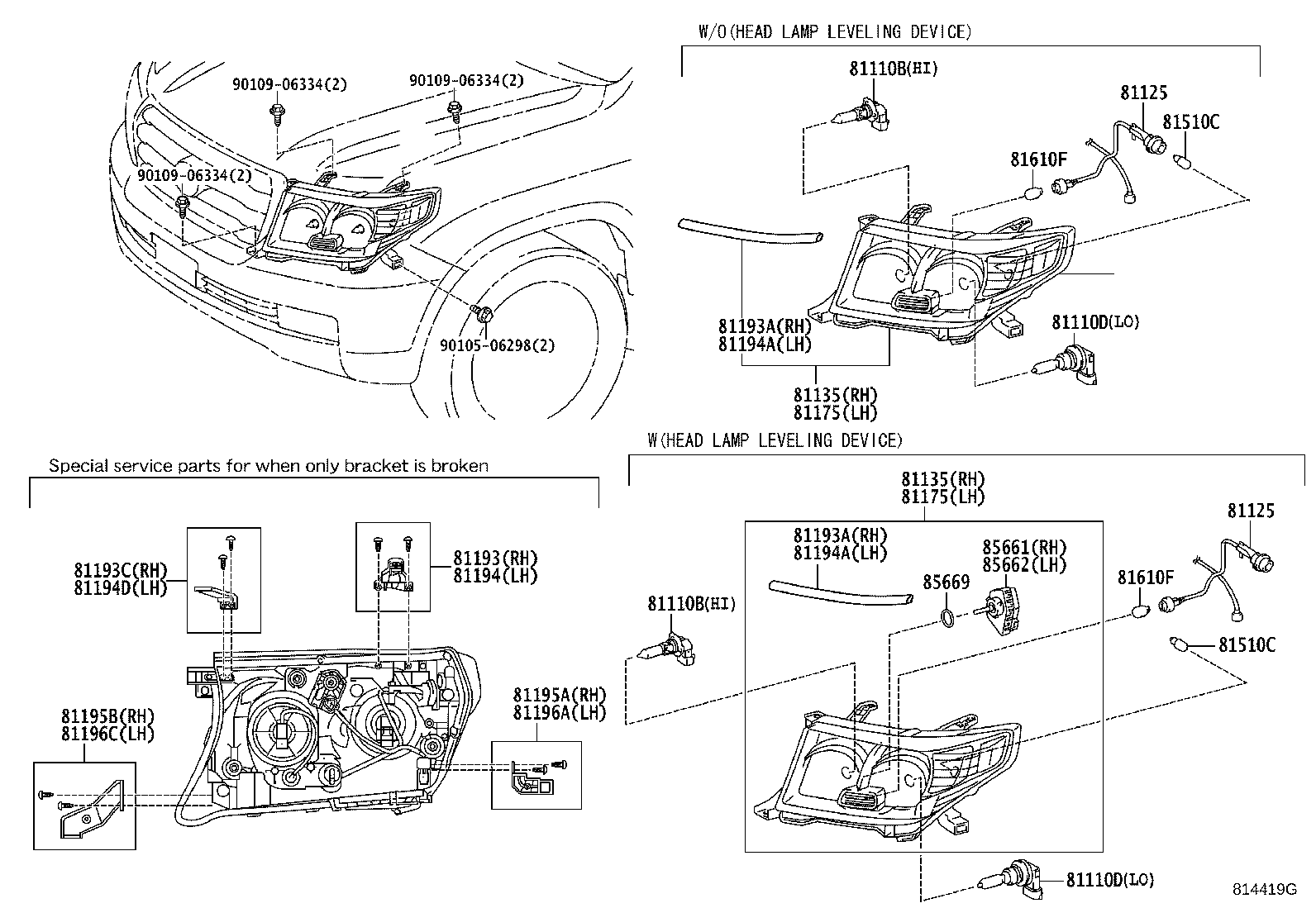 81130-60C91 UNIT ASSY, HEADLAMP, RH product image