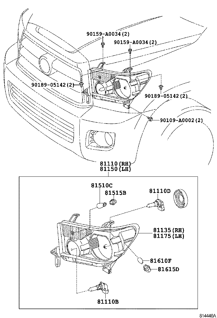 Toyota 81150-0C160 HEADLAMP ASSY, LH
