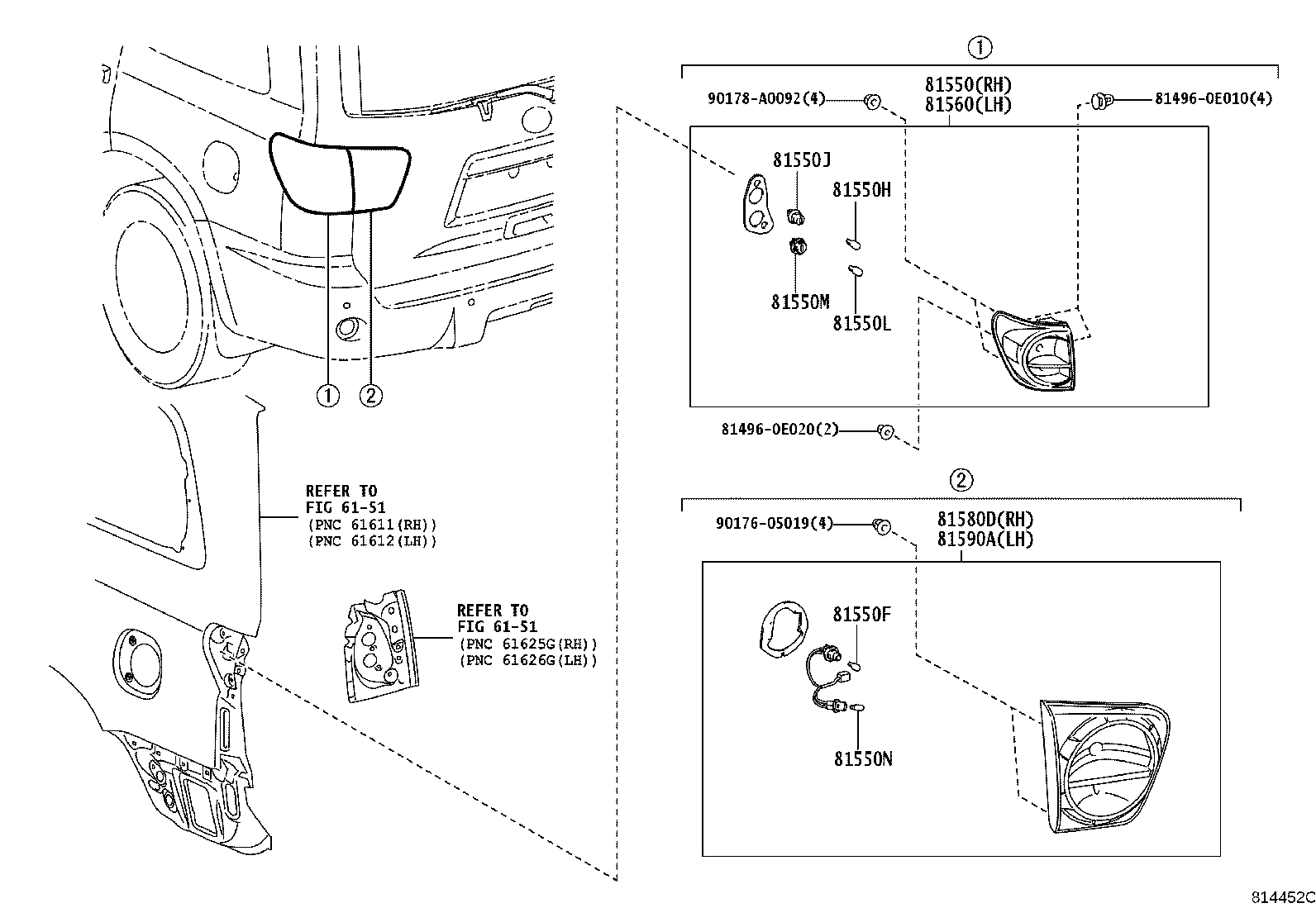 Toyota 81550-0C110 LAMP ASSY, REAR COMBINATION, RH