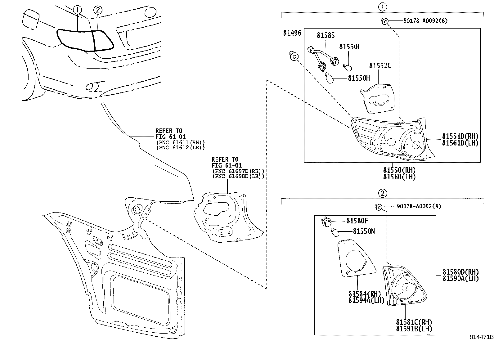Toyota 81496-02030 GUIDE, REAR COMBINATION LAMP