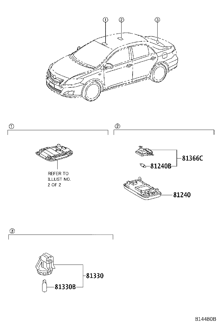 Toyota 81240-02090-E0 LAMP ASSY, ROOM, NO.1