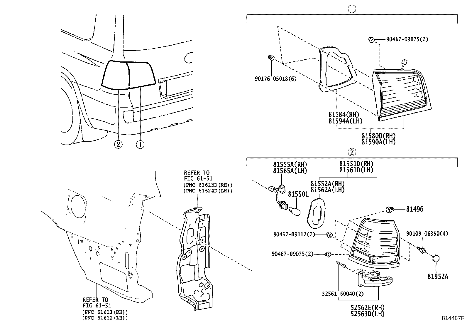 Toyota 81551-60A70 LENS & BODY, REAR COMBINATION LAMP, RH