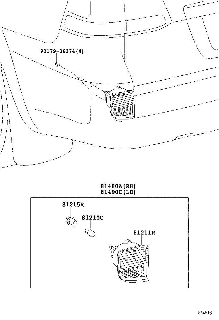 81490-60030 LAMP ASSY, REAR FOG, LH product image