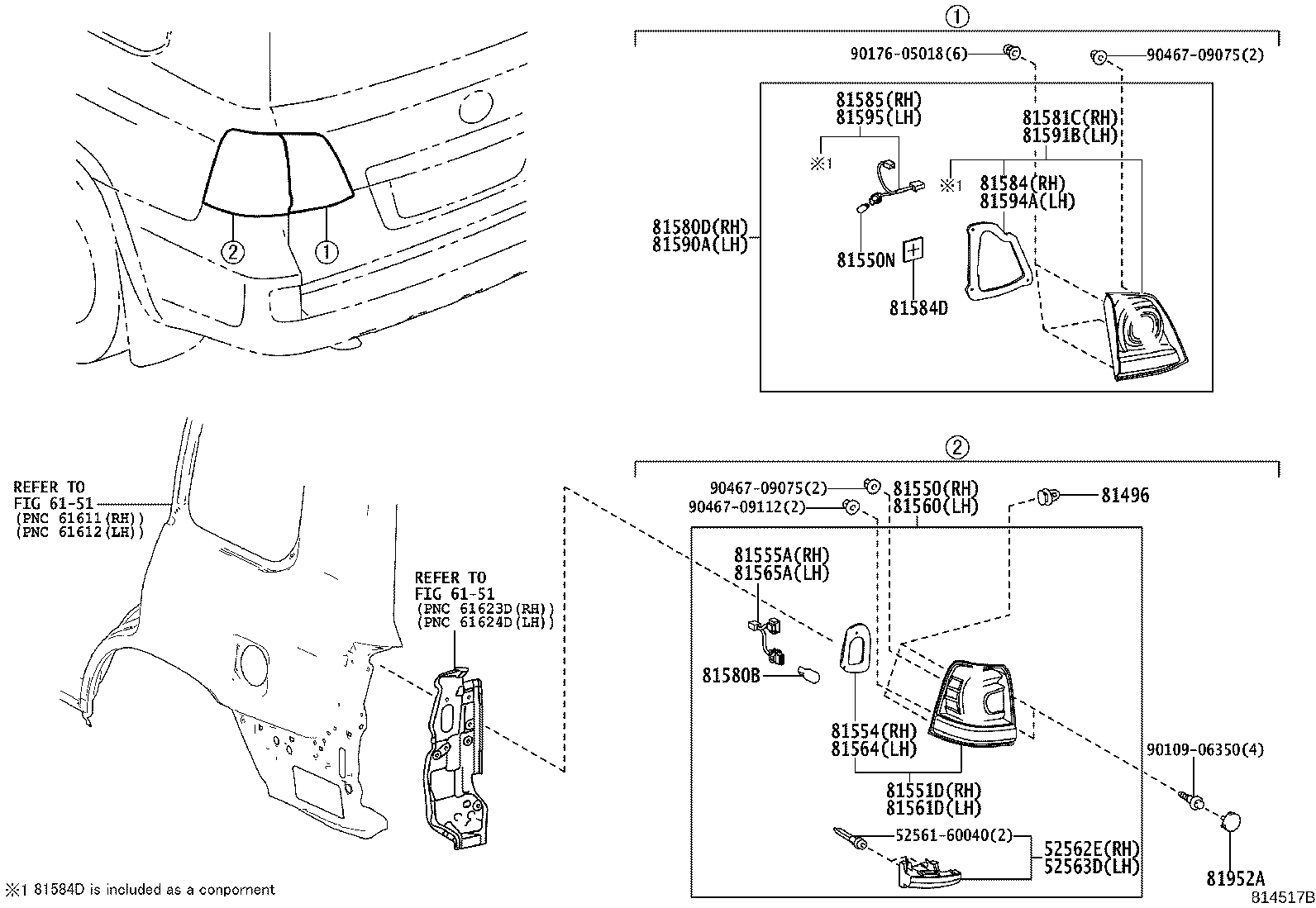 81580-60180 LAMP ASSY, REAR, RH product image