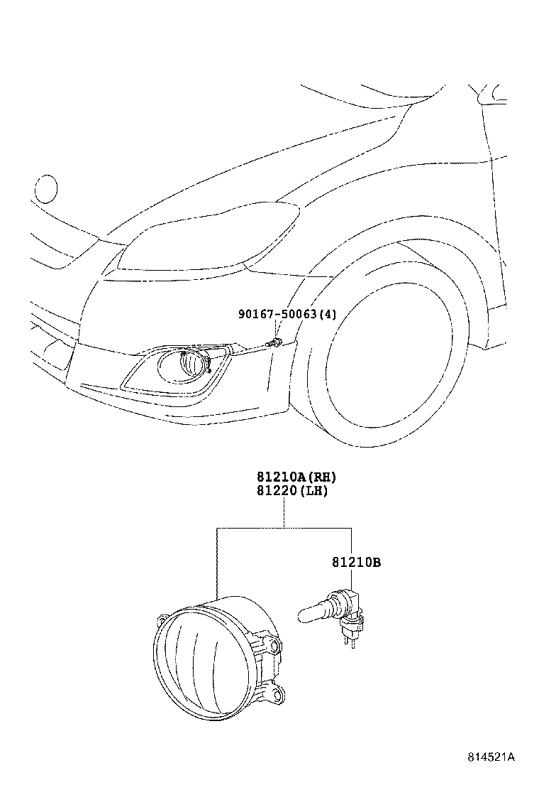 Toyota 81210-06070 LAMP ASSY, FOG, RH