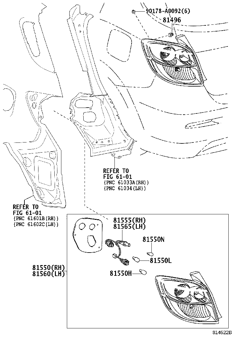 Toyota 81550-02450 LAMP ASSY, REAR COMBINATION, RH
