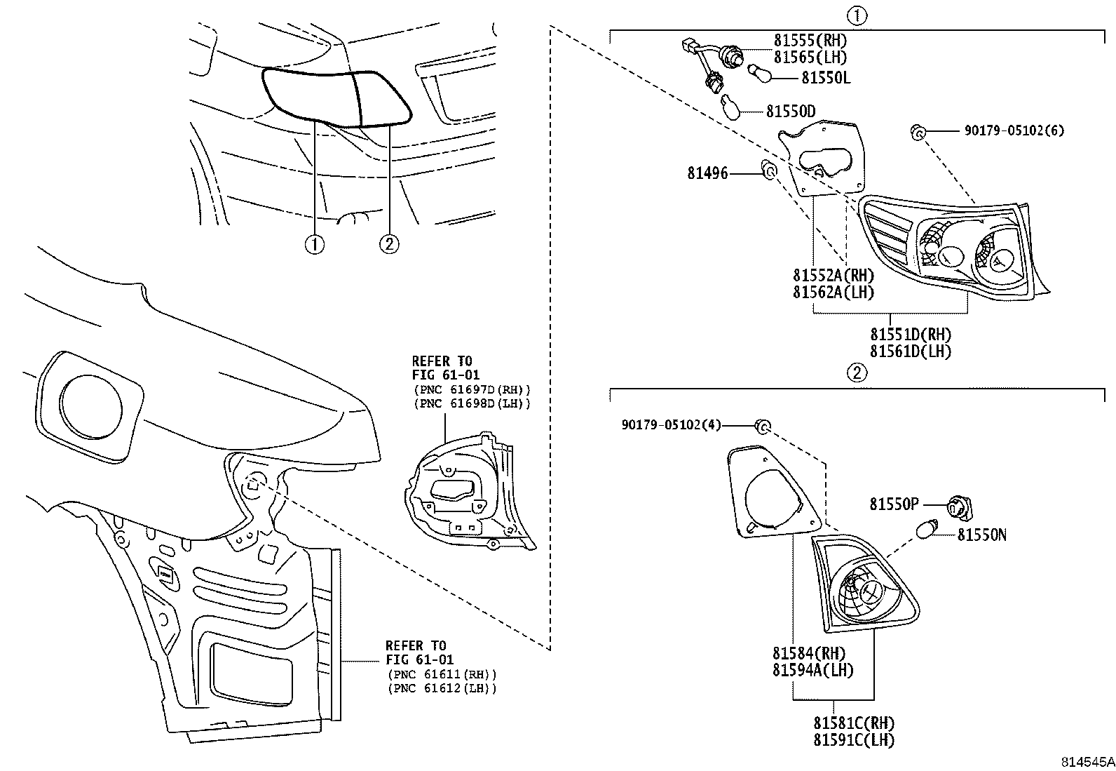Toyota 81551-12C10 LENS & BODY, REAR COMBINATION LAMP, RH