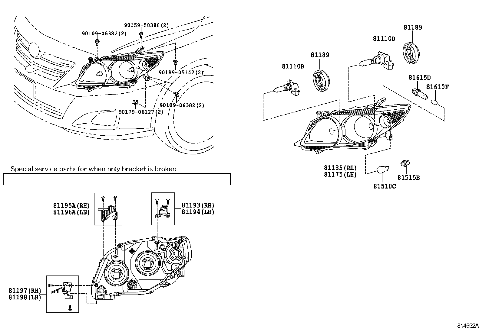 Toyota 90075-60060 SOCKET, FRONT TURN SIGNAL LAMP