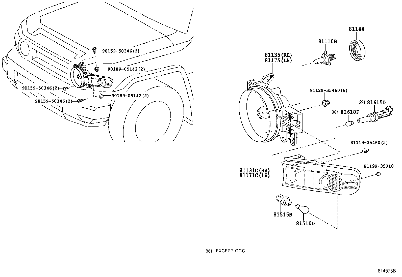 81140-35501 UNIT ASSY, HEADLAMP, RH product image