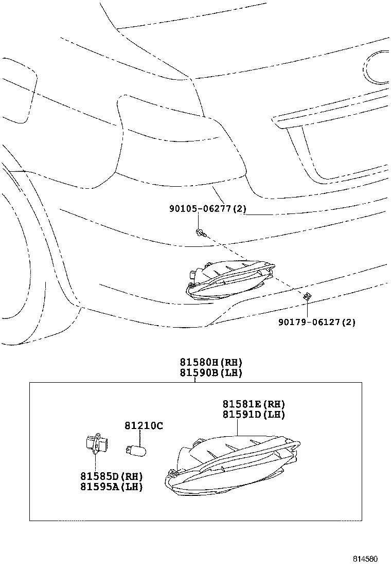 81591-0D030 LENS AND BODY, REAR FOG LAMP, LH product image