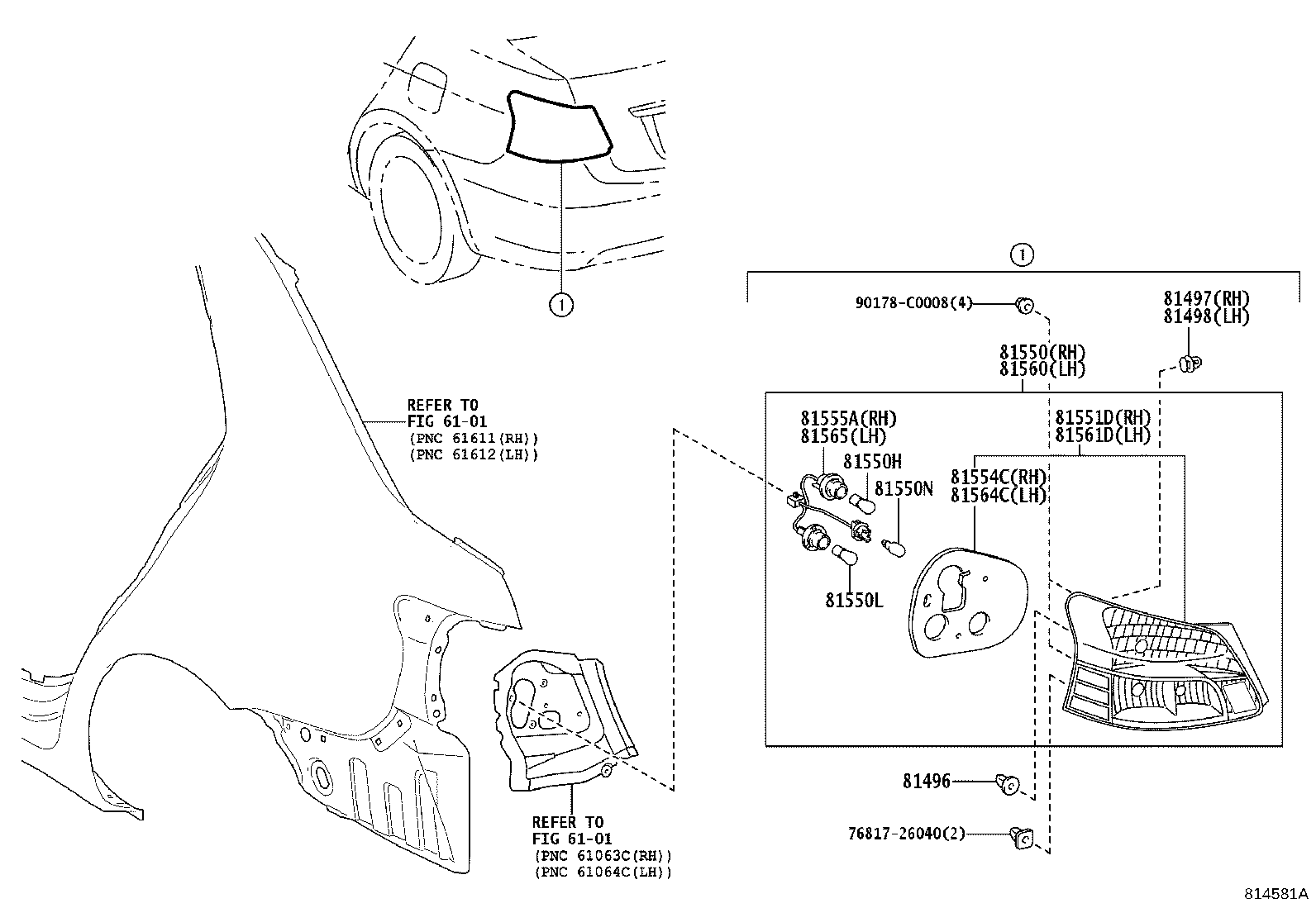81550-0D360 LAMP ASSY, REAR COMBINATION, RH product image