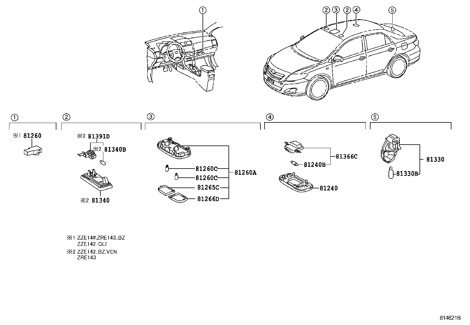 Toyota 81080-48010 LAMP ASSY, GLOVE BOX