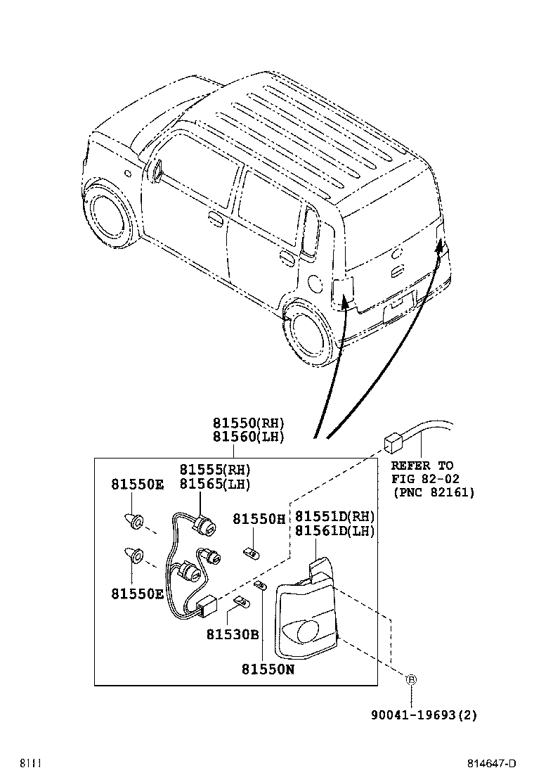 81550-B2500 LAMP ASSY, REAR COMBINATION, RH product image