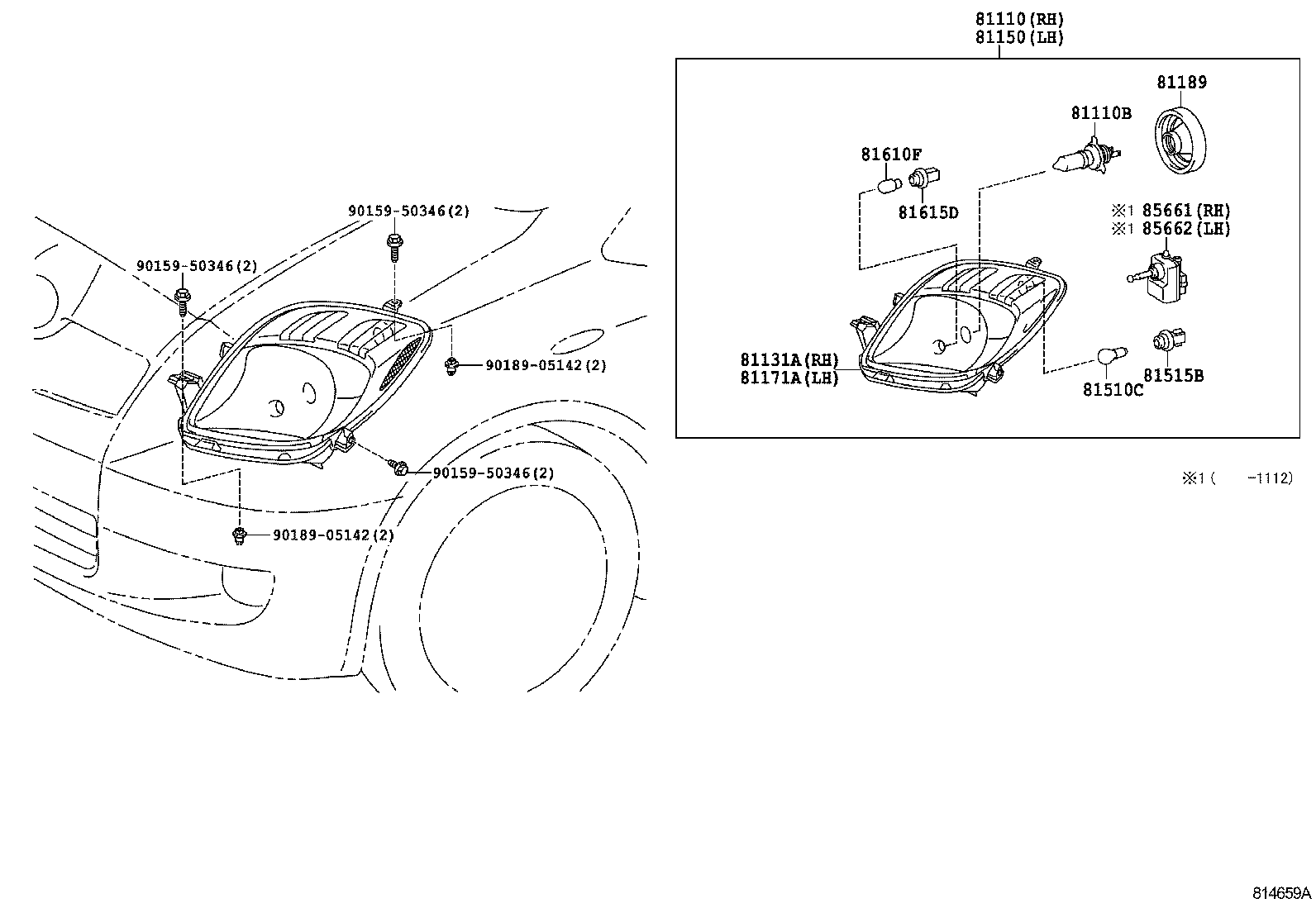 81130-0D320 UNIT, HEADLAMP, RH product image