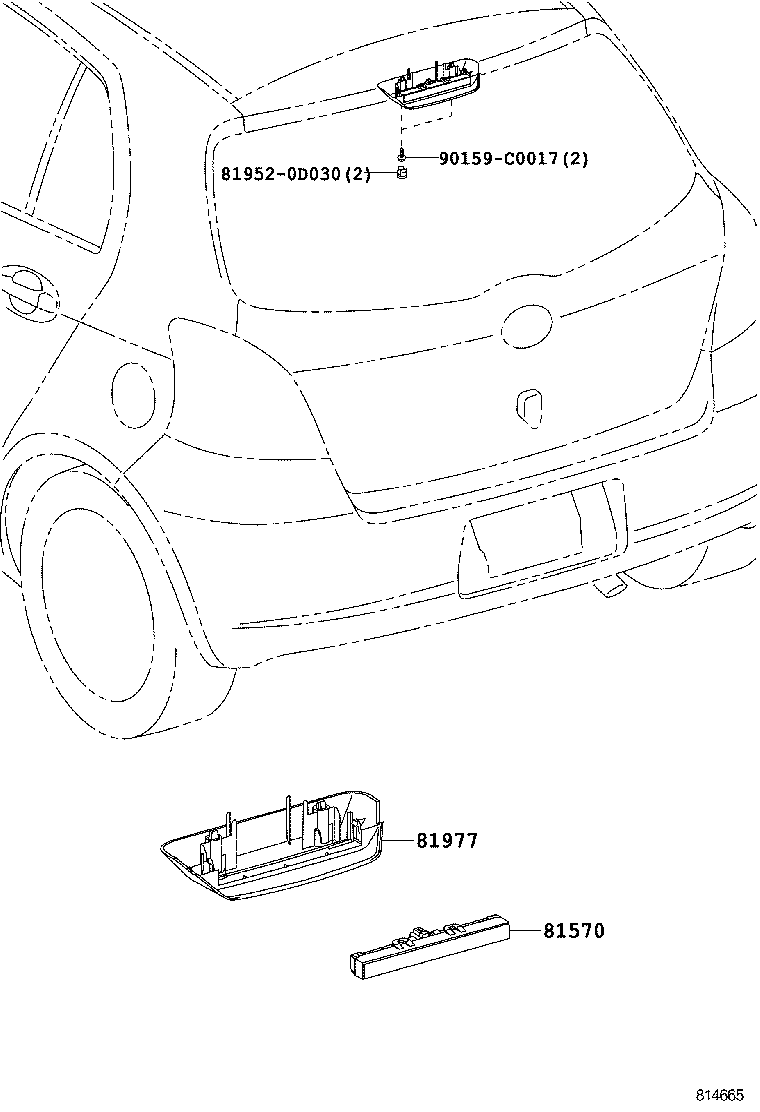 81977-0D050 COVER, CENTER STOP LAMP product image