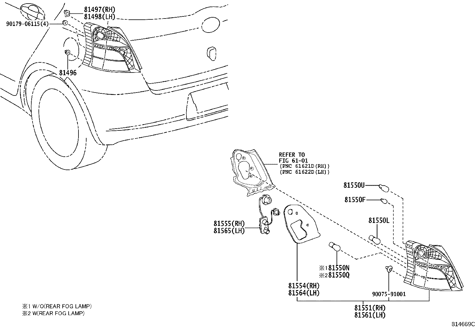 81581-52210 LENS AND BODY, REAR LAMP, RH product image
