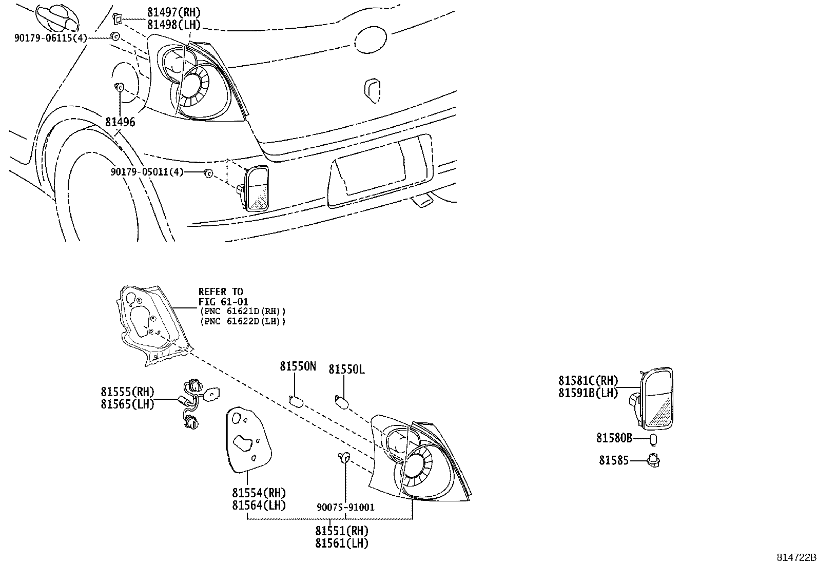81581-52210 LENS AND BODY, REAR LAMP, RH product image