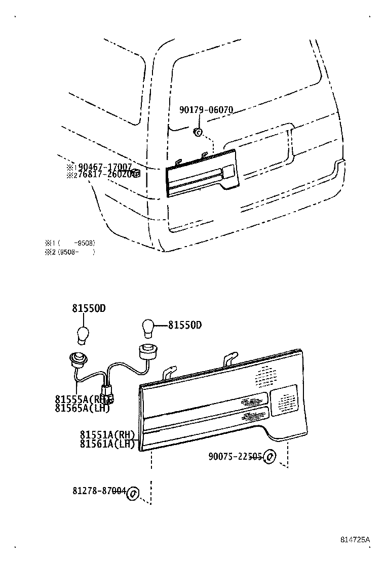 81555-26110 SOCKET & WIRE SUB-ASSY, REAR COMBINATION LAMP, RH product image