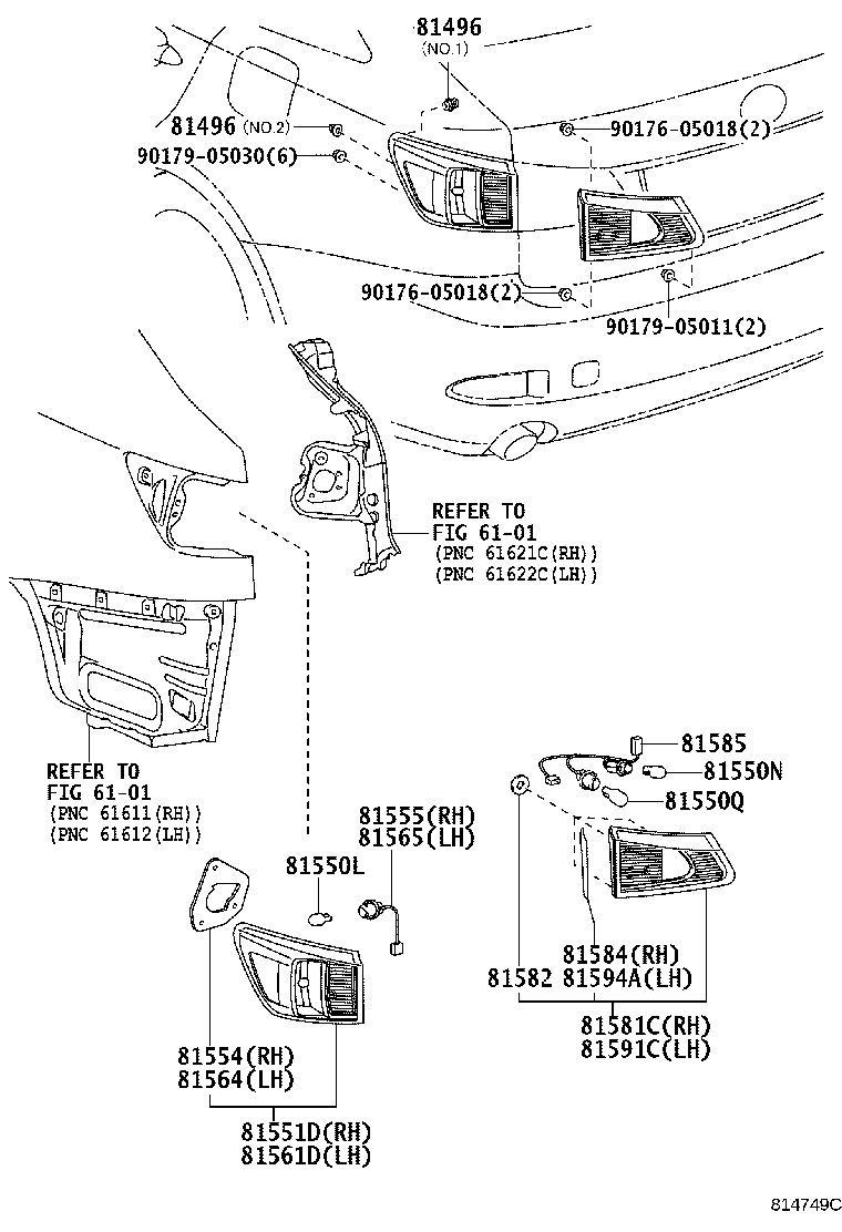 81561-53161 LENS & BODY, REAR COMBINATION LAMP, LH product image