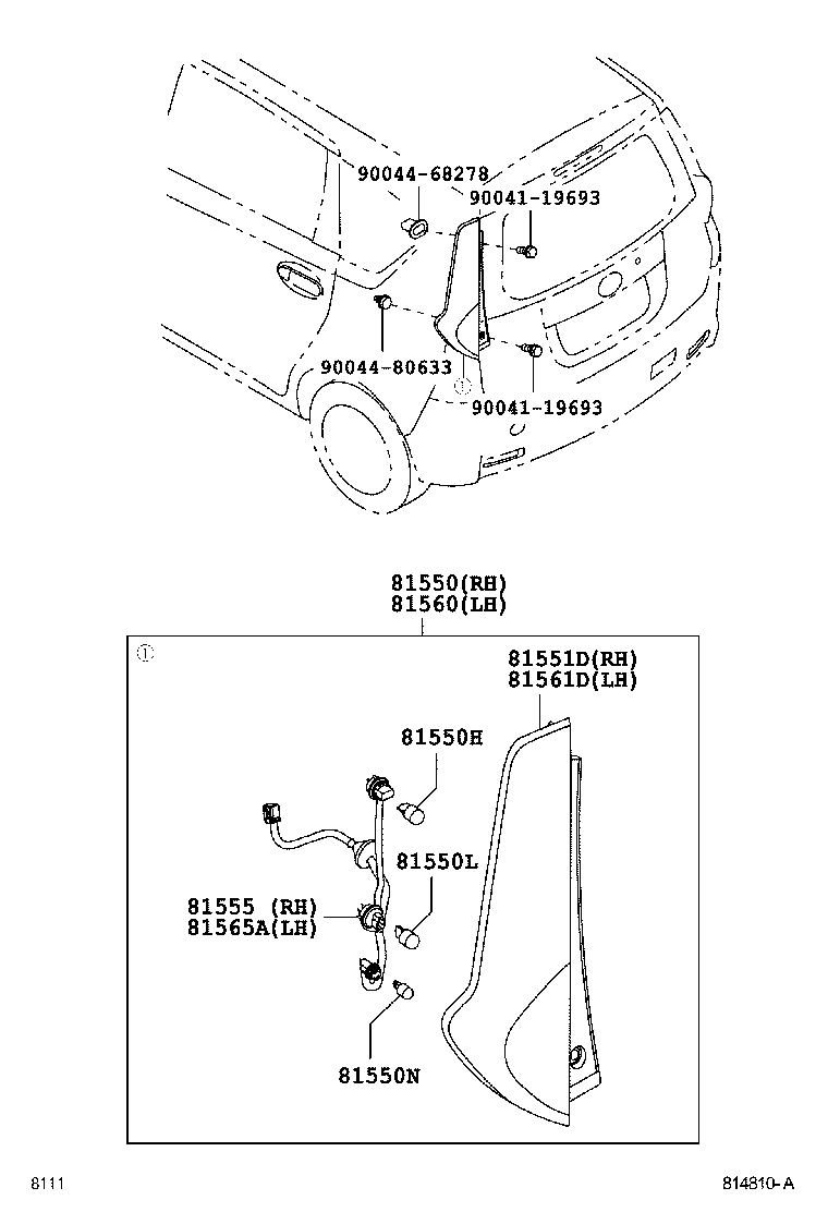 81550-B1100 LAMP ASSY, REAR COMBINATION, RH product image