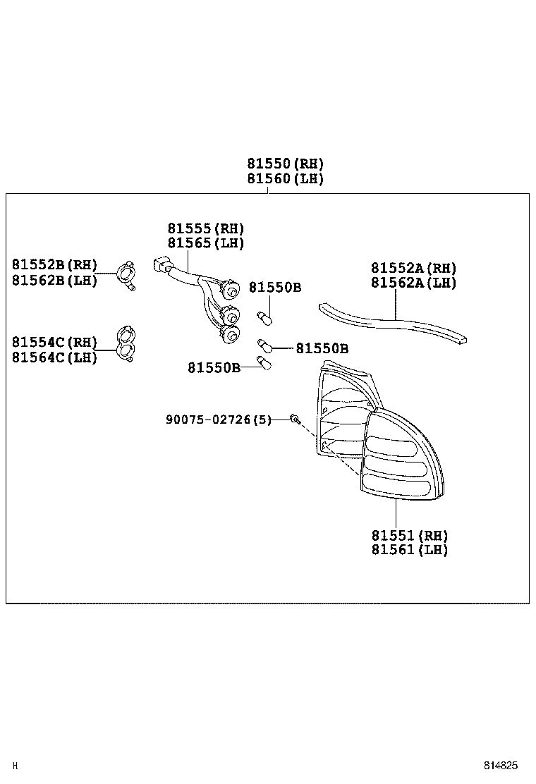 81550-10340 LAMP ASSY, REAR COMBINATION, RH product image