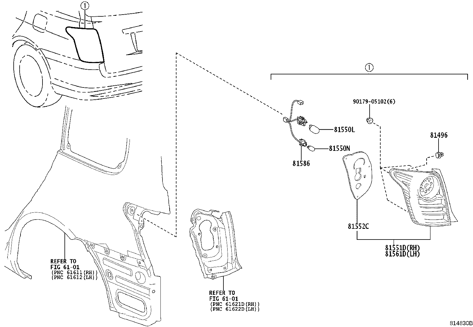 81561-12B40 LENS & BODY, REAR COMBINATION LAMP, LH product image