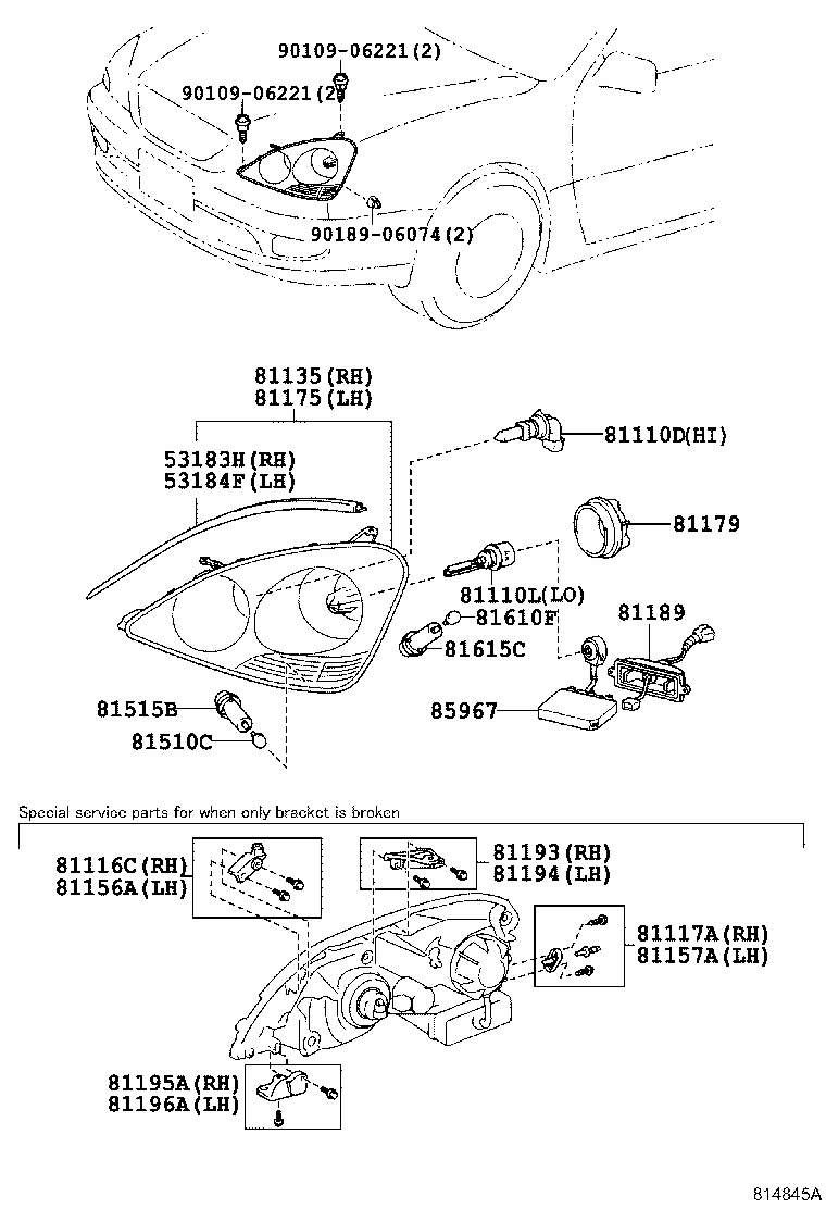81130-50271 UNIT ASSY, HEADLAMP, RH product image