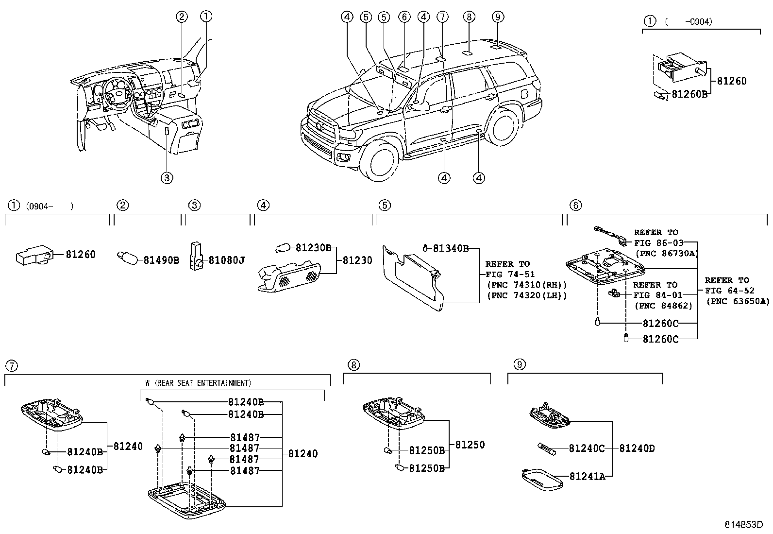 81364-0C010 LENS, REAR ROOM LAMP, LH product image